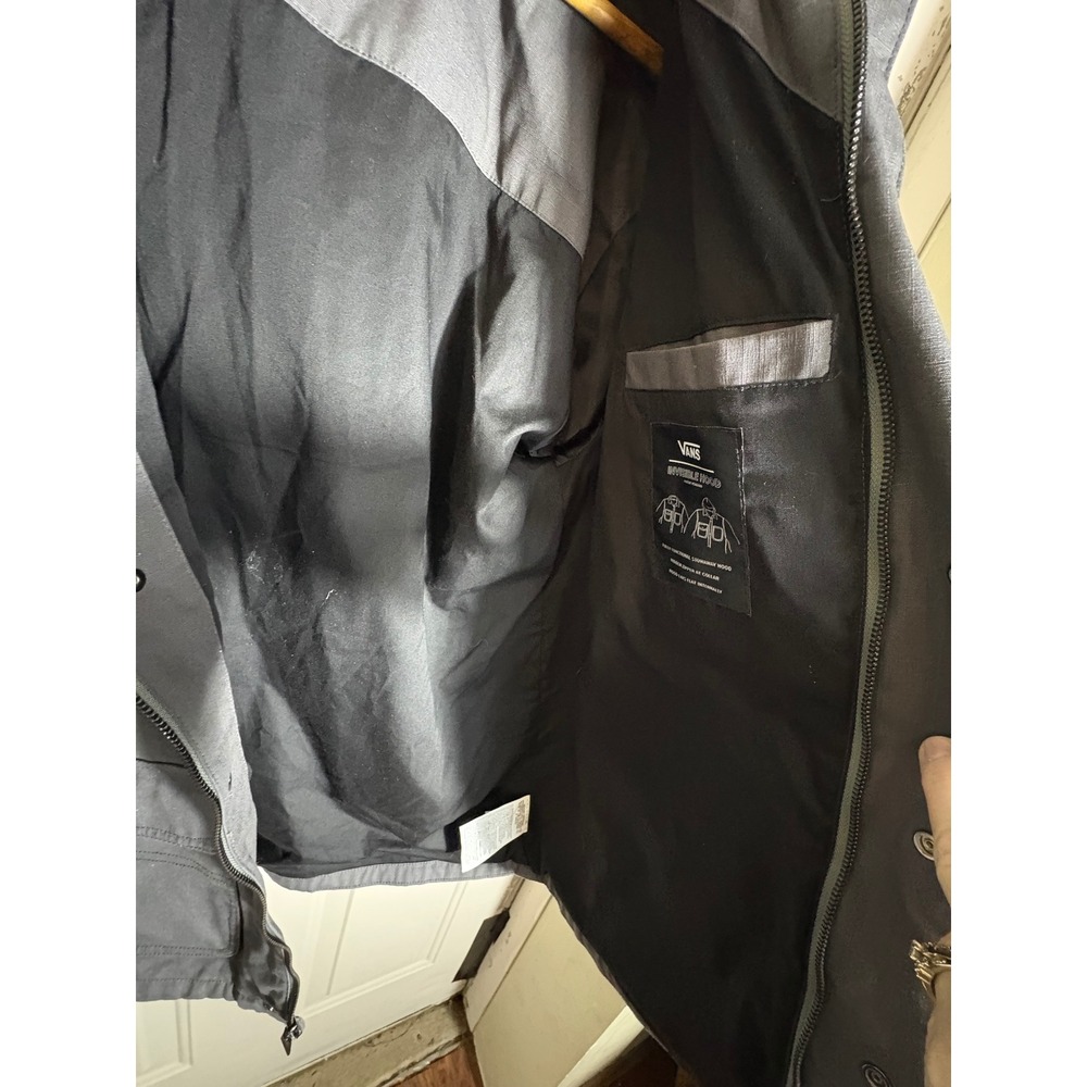 Vans Off The Wall Ripstop Field Jacket Mens Medium Grey Invisible Stowaway Hood - Picture 11 of 15